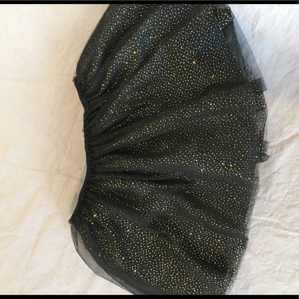 Black tulle skirt with gold glitter polka dots